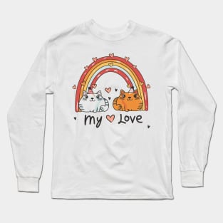 My Rainbow Cat is My Valentine Long Sleeve T-Shirt